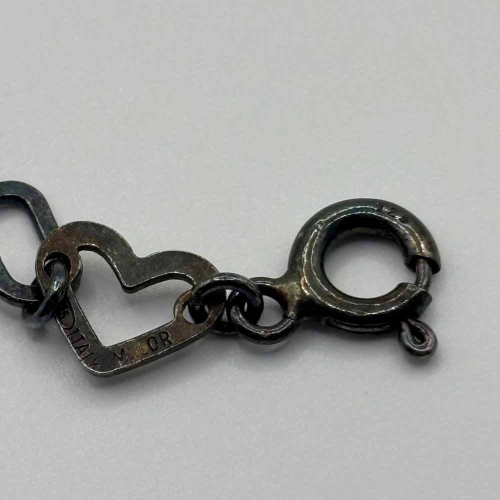 Milor Sterling Open Heart Link Necklace 20" - Picture 3 of 5
